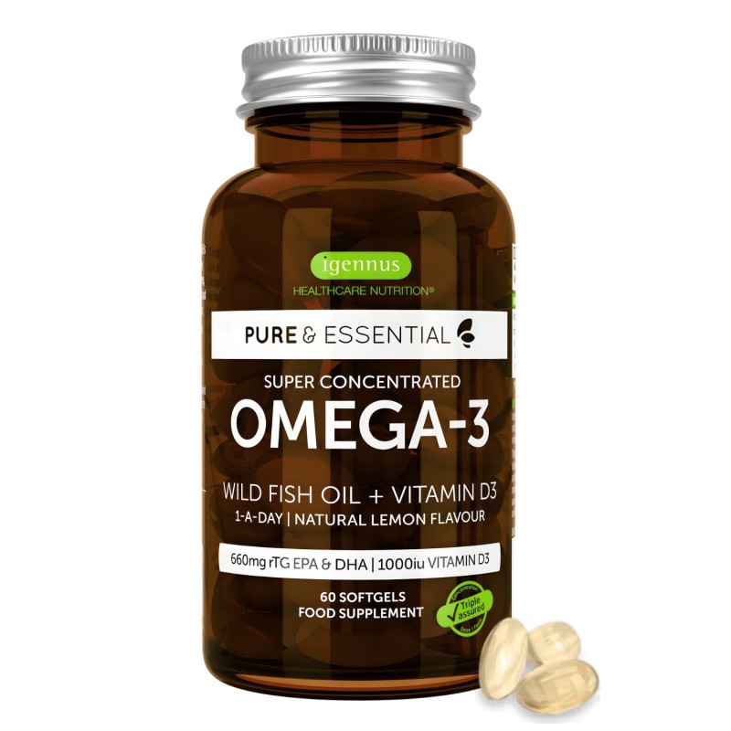 Kwasy Omega 3 z Witaminą D3, EPA i DHA, Olej z Dziko Żyjących Ryb, w Kapsułkach