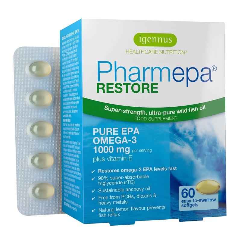 Pharmepa RESTORE, Super Czysty EPA Omega 3 1000 mg, Olej Rybi z Dzikiej Sardeli