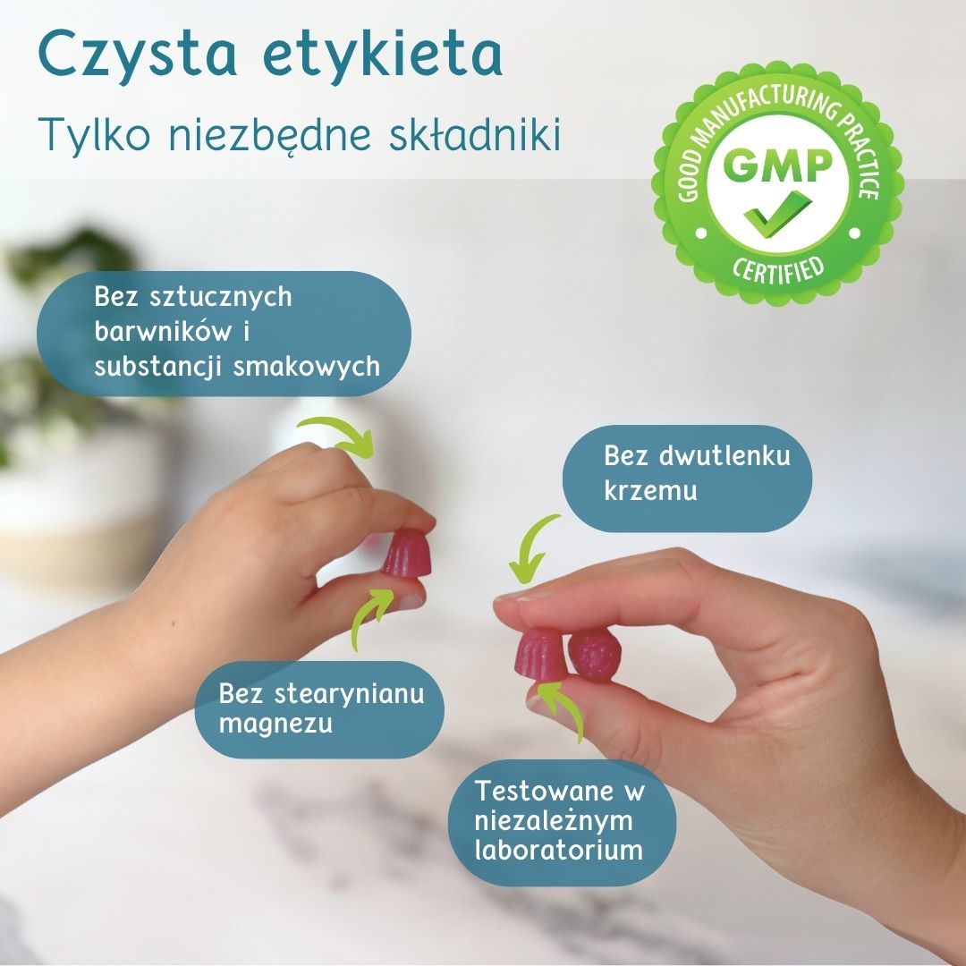 Żelki z Magnezem CALM - czysty skład bez sztucznych barwników i aromatów