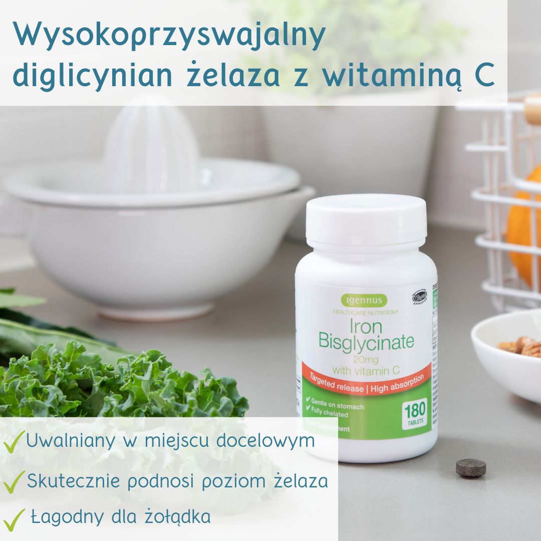 Żelazo Diglicynian z Witaminą C Igennus - chelat żelaza o wysokiej biodostępności